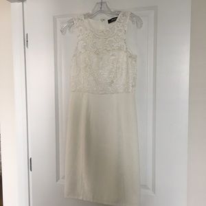 Ivory lace sheath midi dress